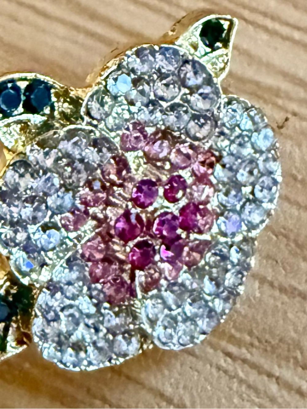 Crystal Bird and Flower Brooch Duo - Blue, Pink, Yellow - Picture 2 of 5